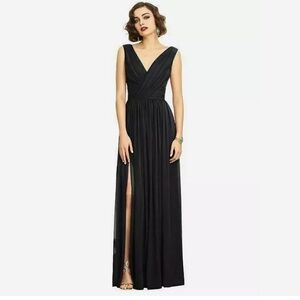 BLACK Dessy Collection Draped Chiffon Maxi Dress SIZE 4